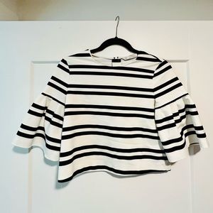 Zara striped cropped top with bell sleeves